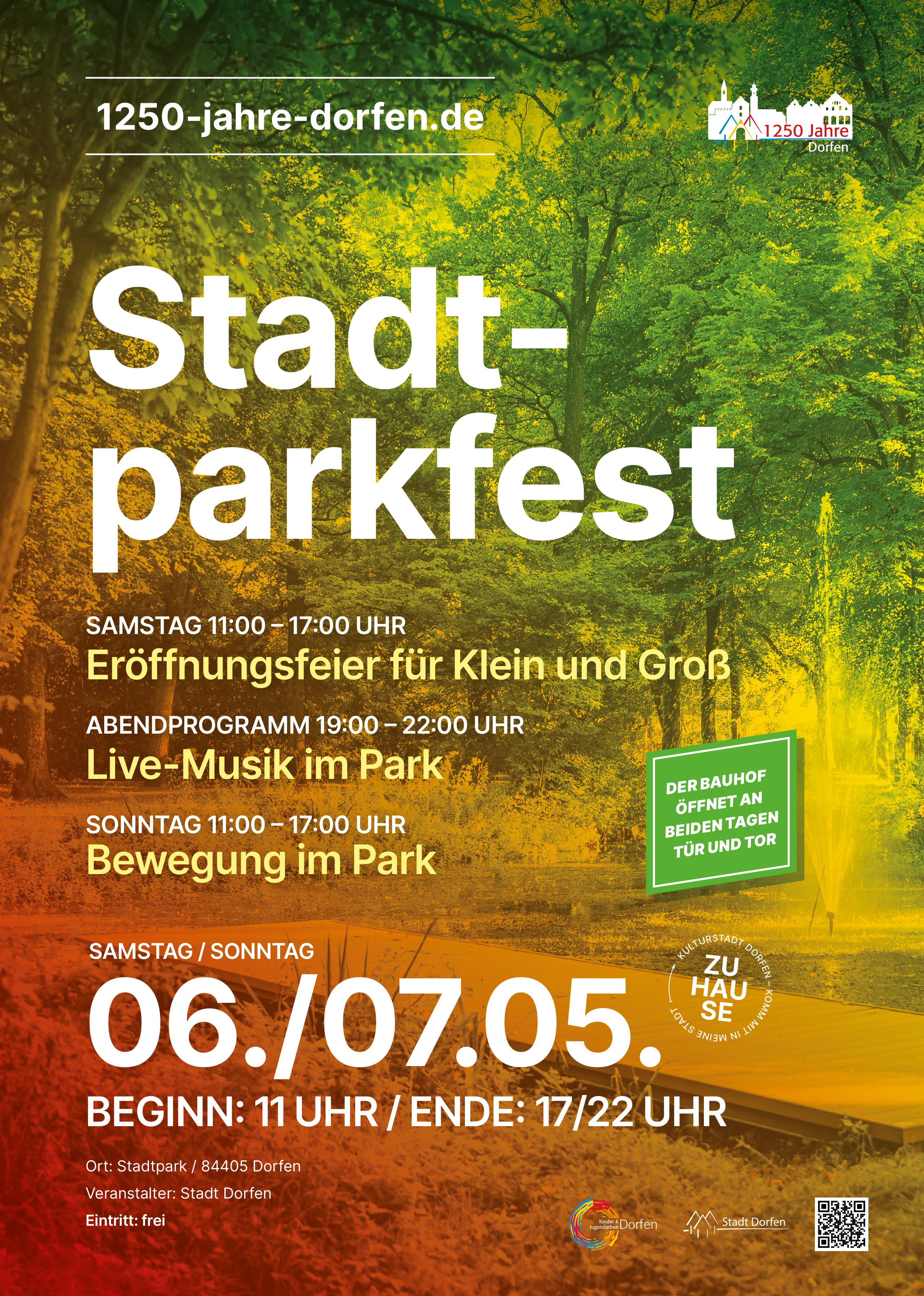 Stadtparkfest mit Eröffnungsfeier, Live-Musik und Bewegung im Park