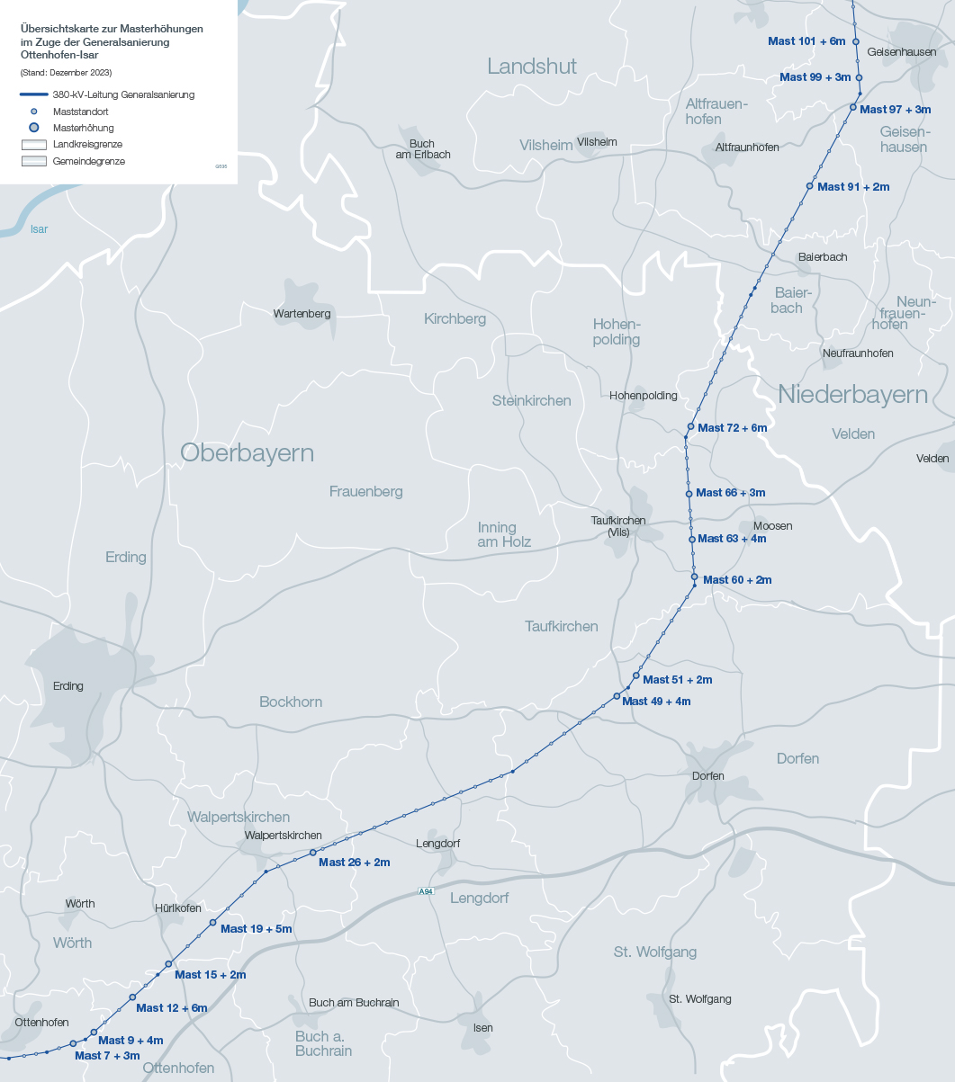 Generalsanierung Leitung Ottenhofen-Isar - Schematische Karte Masterhö