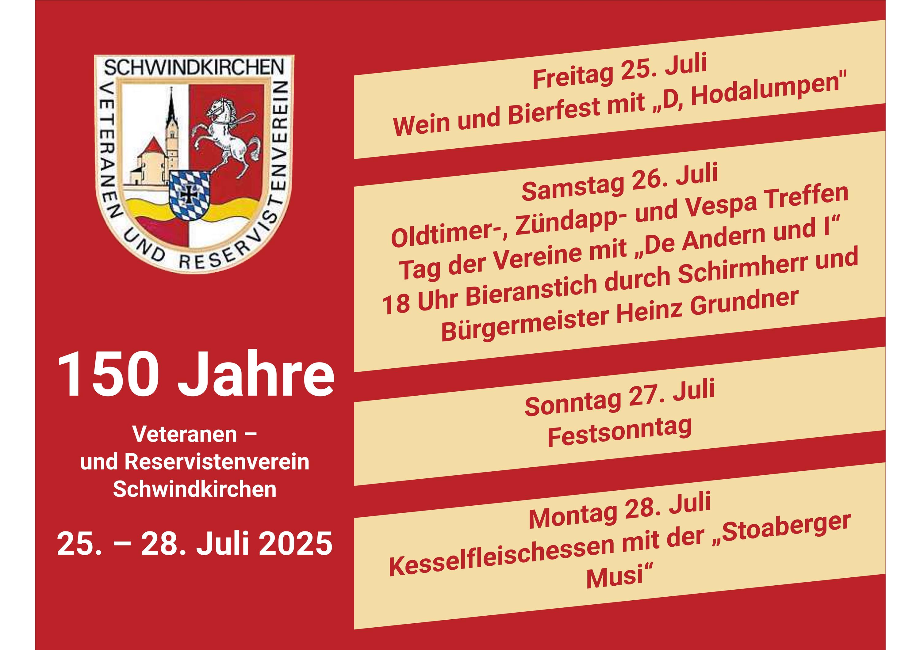 Programm zum 150-jährigen Gründungsfest Veteranen- und Reservistenverein Schwindkirchen (002) 1